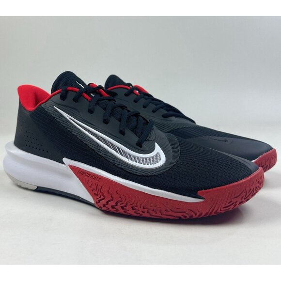 Nike Precision VII 7 Mens Size 9.5 Black Red White Shoes Basketball FN4322-002 - Picture 2 of 9